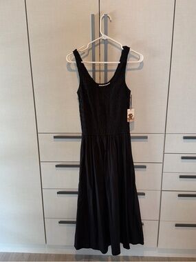 Sincerely Jules Black Smocked Midi Dress